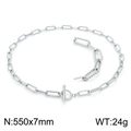 Silver hip hop square chain necklace with OT clasp and twisted links, 550mm x 7mm - Silver Necklace (55cm)