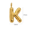 Polished 14K gold plated stainless steel letter K pendant charm measuring 17x13mm - Letter K