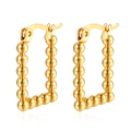 Pendientes de aro rectangulares con cuentas de acero inoxidable bañados en oro de 18 quilates - Aro Rectangular con Cuentas / Dorado
