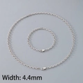 Parure en acier inoxydable argenté avec collier et bracelet maille jante de 4,4 mm de large - Largeur de Chaîne 4.5mm (Couleur Acier)