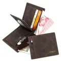 Cartera corta marrón para hombre con ranuras para tarjetas y bolsillo para monedas - Versión con Bolsillo para Monedas / Café Oscuro