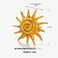Golden stainless steel sun ring featuring 3.4cm height and 1.7cm inner diameter size - Gold Sun Style (ZN1820)