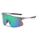 Fashion cycling glasses with rainbow lens and transparent grey frame for outdoor sports - Transparent Grey Green Mirror