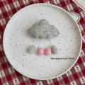 Handmade wool felt cloud ornament in grey with pink droplets for DIY crafts 9x10cm - Large Grey Cloud
