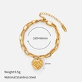 Bracciale a doppio strato in acciaio inossidabile placcato oro 14K con ciondolo a cuore - Stile Cuore a Rete Dorato