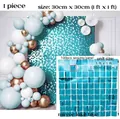 Mirror Lake Blue square sequin wall panel 30x30cm for birthday party backdrops - Sky Blue