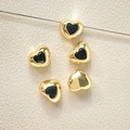 Dettaglio di perline distanziatrici a cuore placcate oro 18 carati per creazione gioielli - 4# 18k Nero (Prezzo singolo)