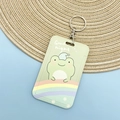 Porta tarjetas de rana verde con cordón y clip de metal para llavero incluido - Rana de Arcoíris + Anillo Redondo