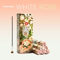 Mahendra White Rose incense sticks with decorative hexagon boxes and floral design - White Rose