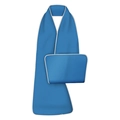Navy blue waterproof adult bib with warm front pocket and grey fleece trim for seniors - Single Layer with Hand Pocket / Dark Blue