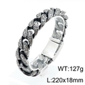 Bracelet gourmette gothique en acier inoxydable argenté vieilli avec gravures croix - Style de Largeur 18mm (KB139275-KJX)