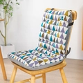 Integrated chair cushion with colorful geometric triangles and secure grey straps - Colorful Triangle