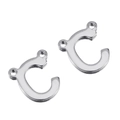 Connettore lettera C in acciaio inossidabile argento lucido con due fori per gioielli - Lettera C / Color Acciaio