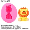 Stampo in silicone a forma di leone per fai-da-te con figurina di leone finita - N. 2 Grande / Rosa