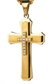 Gouden roestvrijstalen meerlaagse kruishanger ketting met fonkelende zirkonia - Alleen Kruis Hanger / Goud