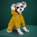 Waterproof yellow dog raincoat with reflective strips and adjustable hood for small dogs - S / Full Coverage / Yellow