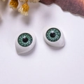 Realistic 12x16mm green acrylic boat-shaped eyes for dolls and training models - Green Bloodshot