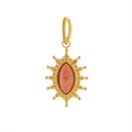 Vintage gold starburst pendant featuring a marquise-cut pink natural stone inlay - Gold + Pink Coral (WP36892BQ1)