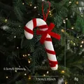 Red and white glittery foam candy cane ornament with a velvet ribbon and bow for Christmas - Small Candy Cane