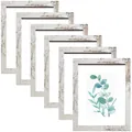 Set of 6 white distressed wooden picture frames for wall display and tabletop decor - Wash White / A5 (Tabletop/Wall)