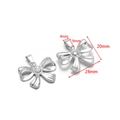 Bow pendant in polished silver finish with white pearl center and size markings - Bowknot Pearl Pendant (F2338) / 5 Pieces/Pack (20x28mm) / Steel