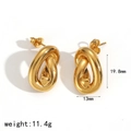 18k vergoldete geometrische Knoten-Ohrringe mit Herz-Detail, 19,8mm Höhe - Herz Twist Knoten Stil (TE60519-G) / Gold