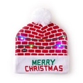 LED Christmas knitted hat with Merry Christmas letters and red brick pattern design - Red Brick Wall-Merry Christmas