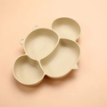 Assiette compartimentée en silicone beige pour enfants avec motif d'abeille rigolo - Blanc Cassé