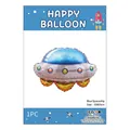 Space theme UFO rocket balloon in blue and silver, size 55x65cm for birthday party decor - Blue Space Ship / 55x65cm