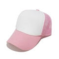 Détail d'une casquette trucker rose et blanche avec maille respirante et coutures - M (56-58cm) / Rose Épissure Blanc (A)
