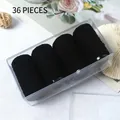Set of 36 black high-elasticity flocked hair ties in a clear rectangular storage box - 36 Pcs Black