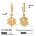 Golden stainless steel sun earrings with rhinestones featuring waterproof and hypoallergenic properties - Gold Sun Zirconia Style