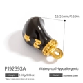 Black and gold stainless steel star moon celestial pendant charm with technical specs - Black Star Moon Decor Pendant (PJ92393A)