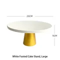 Elegant white 20cm jewelry display riser with a gold base for counters and showcases - White High Foot Tray Large