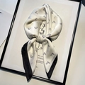 Elegant cream white square scarf with black border and hand-drawn horse pattern print - 70x70cm / Little Horse Head-White