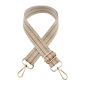 Adjustable beige and white herringbone woven strap with golden metal hardware - Khaki