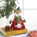 Christmas snowman plush gift bag with red plaid hat and Merry Christmas embroidery - Tree Shape Snowman