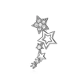Silver multi-star ear cuff with layered solid and pavé zircon stones on white background - Silver Right Series Stars Ear Hook Style (K-1121)