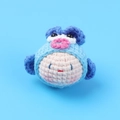Handmade knitted blue doll keychain featuring a cute spherical design with soft yarn texture - MENGSI Blue Fish Dumpling