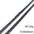 Collar de cadena cubana negra de acero de titanio de 6mm para hombre 550mm 33g - Negro (KN198164-Z)