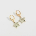Orecchini a stella dorati con smalto verde chiaro e pietre preziose colorate - Stile Stella Verde (ES2639)