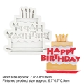 Silikon Happy Birthday Kuchenform für Fondant-Dekorationen und Backen-Topper-Handwerk - 2# Happy Birthday Tortenform / Grau