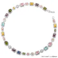 Detail of luxury choker necklace with multi-color gemstones and diamond halo setting - VL662 White Gold Multi-color Stone Box Buckle Necklace