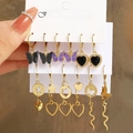 Bohemian gold earring set with leopard print hearts, butterflies and pearls - Gold Butterfly Snake Diverse Set (5586701)