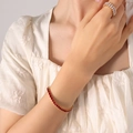 Elegante bracciale in titanio placcato oro 18K con zircone rosso e anello di diamanti - Oro Zirconia Rossa