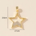 Detailed view of a gold star pendant with zircon pavé setting and size measurements - H-Zircon Five-pointed Star