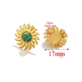 Boucles d'oreilles tournesol en acier inoxydable doré avec malachite verte 17mm - Or / Motif Vert Malachite
