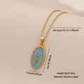 Golden stainless steel necklace featuring a blue enamel oval pendant with snake motif - Blue Enamel with Gold Serpent (4# Serpent)