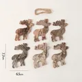 Set di 6 decorazioni natalizie a forma di renna in legno con trama rustica e corda di iuta - Pendaglio in Legno Stile Alce (Set di 6)