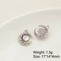 Pendentif étoile et lune en argent avec pierres et perles pour création de bijoux DIY - Prix à l'unité / Forme de Lune (24#)
